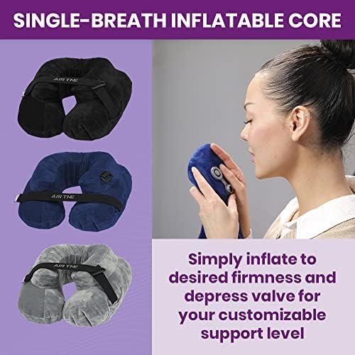 Cabeau Inflatable Travel Pillow – Air TNE – Adjustable, Lightweight, and Supportive for Sleeping on Airplanes, Trains, and Cars– Customized Fit and Compact Carrying Case (Midnight Black) - Image 5