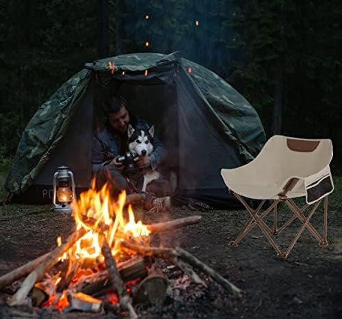 Portable Lightweight Camping Chair, Foldable Chair with Carry Bag and Side Pocket, Compact Outdoor Chair for Camping Hiking Fishing Beach Picnic (Khaki) - Image 6