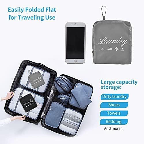 2 Pcs JHX Travel Laundry Bags, Dirty Clothes Organizer【Upgraded】with Handles and Aluminum Carabiner for Travel, Camp, Fitness, and Students (Black&Grey) 24"L x 21"W - Image 6