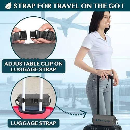 PAVILIA Travel Blanket Airplane Compact with Bag, Soft Packable Plane Blanket Kids Adults, Portable Camping Flight Essentials, Travelers Gifts Accessories, Luggage Backpack Strap, 65x40 Gray - Image 3
