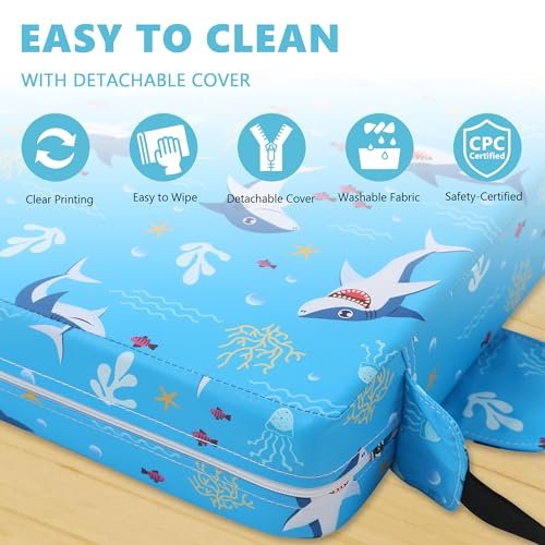 Booster Seat for Kitchen Chair with Adjustable Straps, Toddler Booster Seats for Dining Table Portable for Travel Camping Eating, Booster Cushion for Table for Baby Child Infant Kid Boy Girl - Image 6