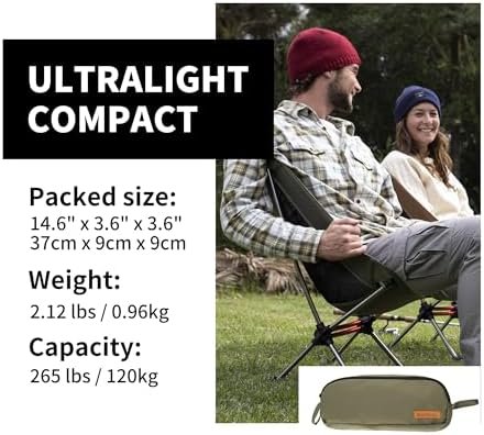 Naturehike YL08 Ultralight Camping Chair, 2.12 LBS Portable Backpacking Chair with Storage Bag & Anti-Sinking Feet, Lightweight Compact Collapsible Camp Chair - Image 3