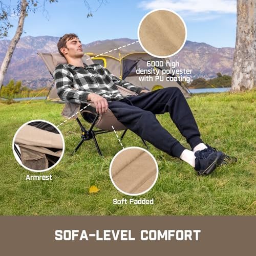 FanttikOutdoor Zeta L8 Max Camping Chair, Portable & Lightweight, Multi-Angle Adjustable, Supports up to 250 lbs, Comfort-Driven Design, High Strength Camping Chair for Travel, Hiking, Fishing (khaki) - Image 6
