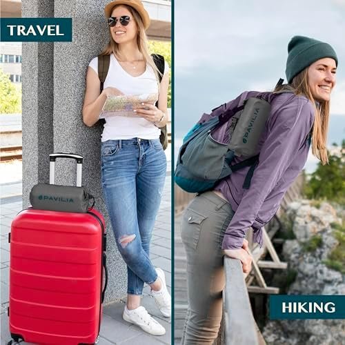 PAVILIA Travel Blanket Airplane Compact with Bag, Soft Packable Plane Blanket Kids Adults, Portable Camping Flight Essentials, Travelers Gifts Accessories, Luggage Backpack Strap, 65x40 Gray - Image 5
