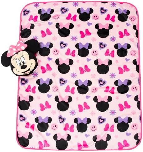Jay Franco Disney Minnie Mouse Nogginz Set - 40 x 50 Inch Lightweight Travel Throw Blanket & Pillow - Kids Super Soft 2 Piece Bedding Set - Image 2
