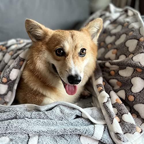 1 Pack 3 Puppy Blankets Super Soft Warm Sleep Mat Grey Cute Print Fluffy Fleece Pet Flannel Throw Dog Blankets for Small Dogs Cats,Star&Bone&Love- Small (23"x15") - Image 8