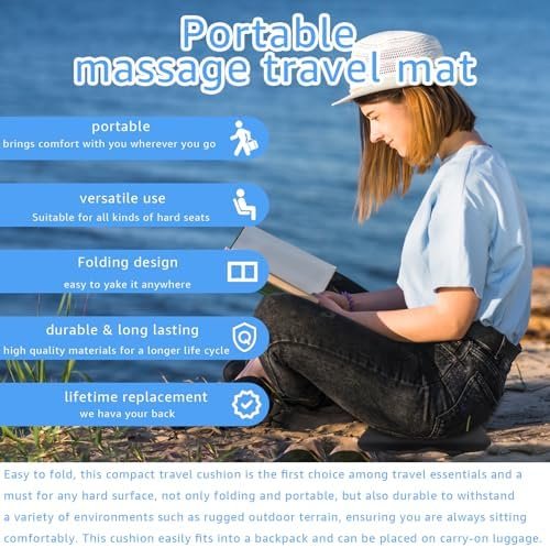 Gel Portable Seat Cushion (14.5" x 10.6") Foldable Travel Cushion, for Airplane Seats, Camping, Stadium, Cinema, Garden Benches Seat Cushion, Relieve Sedentary Pain - Image 6