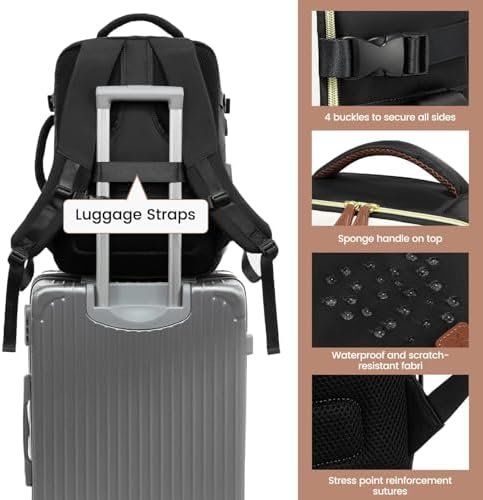 LOVEVOOK Travel Backpack for Women, 40L Carry On Backpack with 3 Packing Cubes,TSA Personal Item Travel Bag Airline Approved, Water Resistant Weekender Overnight Luggage Daypack, Fits 17 Inch Laptop - Image 8