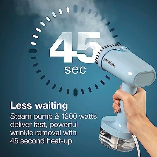 Proctor Silex Compact Travel Iron & Garment Steamer for Clothes, Ready in 45 Seconds for 7 Minutes of Continuous Use, Portable and Lightweight, Vacation Essentials, 1200 Watts, 120 ml Water Tank, Blue - Image 3