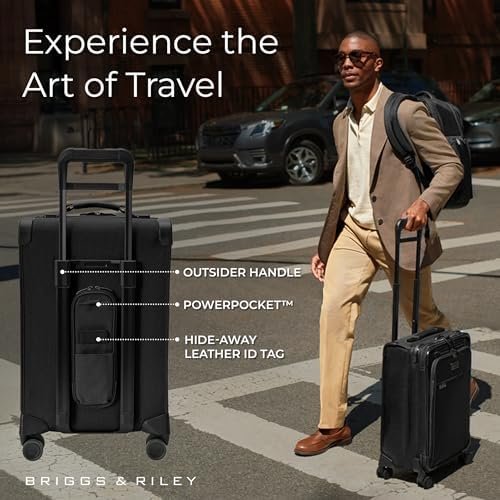Briggs & Riley Essential 22" Carry On Expandable Spinner - Luggage for Travel, Suitcases with Wheels, Softside Rolling Bag for Men & Women, Self-Repairing Zipper - Baseline Collection, Black - Image 5