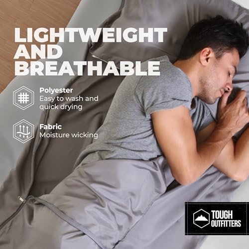 Sleeping Bag Liner - Adult Sleep Sack & Travel Sheets for Hotel - Travel Sleep Sack, Camping Sleeping Bag Liners for Cold Weather - Image 5