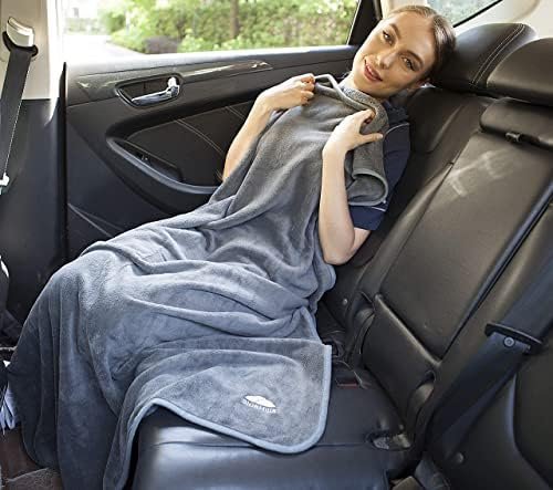 BlueHills 2-Pack Premium Soft Travel Blanket Pillow Airplane Blanket in Soft Bag Pillowcase with Hand Luggage Belt and Backpack Clip, Compact Pack Large Blankets for Any Travel (Grey Gray T013) - Image 4
