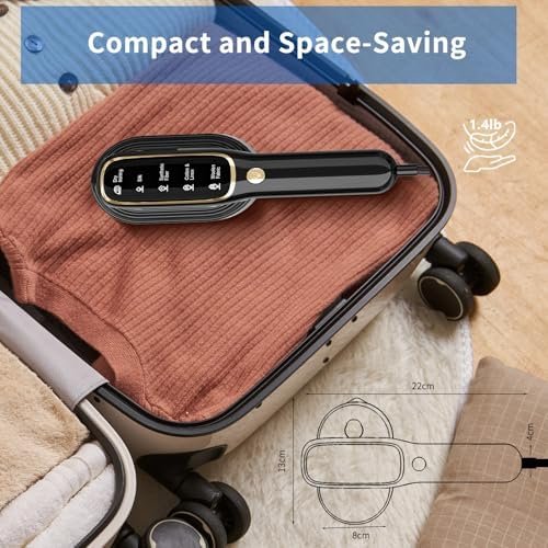 Steamer for Clothes, Travel Portable Handheld Turbo Steamer 5Mode Smart Display, 15s Heat-up Horizontal & Vertical Wrinkle Removal, Dual Function Wet/Dry Iron, Home Travel Use(GraphiteBlack) - Image 6