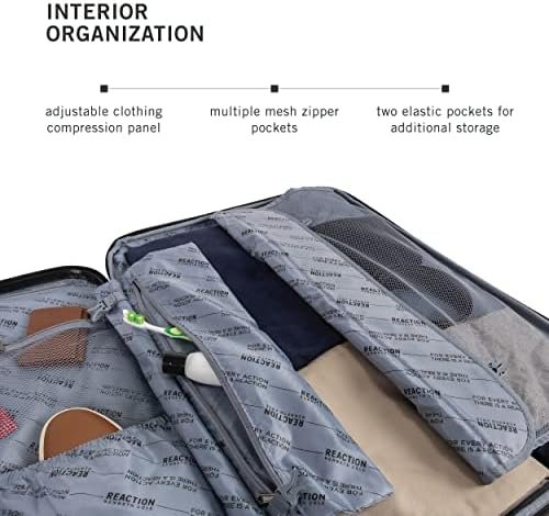 Kenneth Cole REACTION Renegade Luggage Expandable 8-Wheel Spinner Lightweight Hardside Suitcase, Black, 28-Inch Checked - Image 3