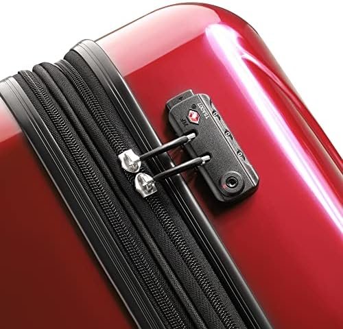 DELSEY PARIS Helium Aero Hardside Expandable Luggage with Spinner Wheels, Brick Red, Checked-Medium 25 Inch - Image 4