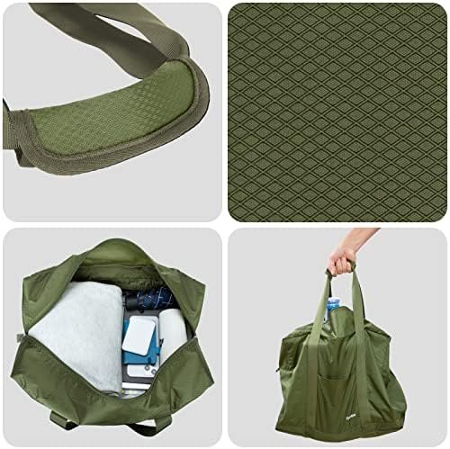Foldable Travel Duffle Bag with Trolley Sleeve 40L - 18x14x8 inches Airline Underseat Lightweight Travel Bag - Packable Ripstop Nylon Carry on Bag (Army Green) - Image 4