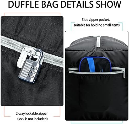 Foldable Duffel Bag 30" / 75L Lightweight with Water Rresistant for Travel-Black - Image 2