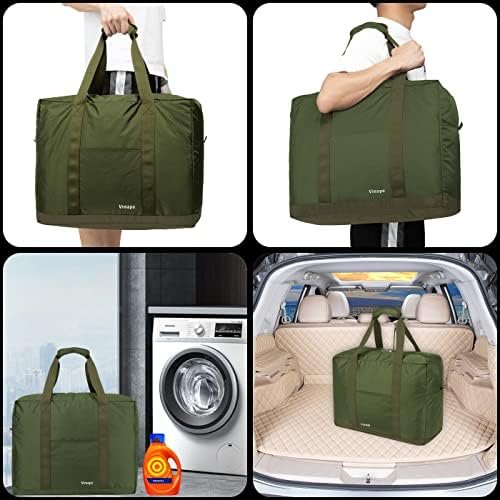 Foldable Travel Duffle Bag with Trolley Sleeve 40L - 18x14x8 inches Airline Underseat Lightweight Travel Bag - Packable Ripstop Nylon Carry on Bag (Army Green) - Image 5