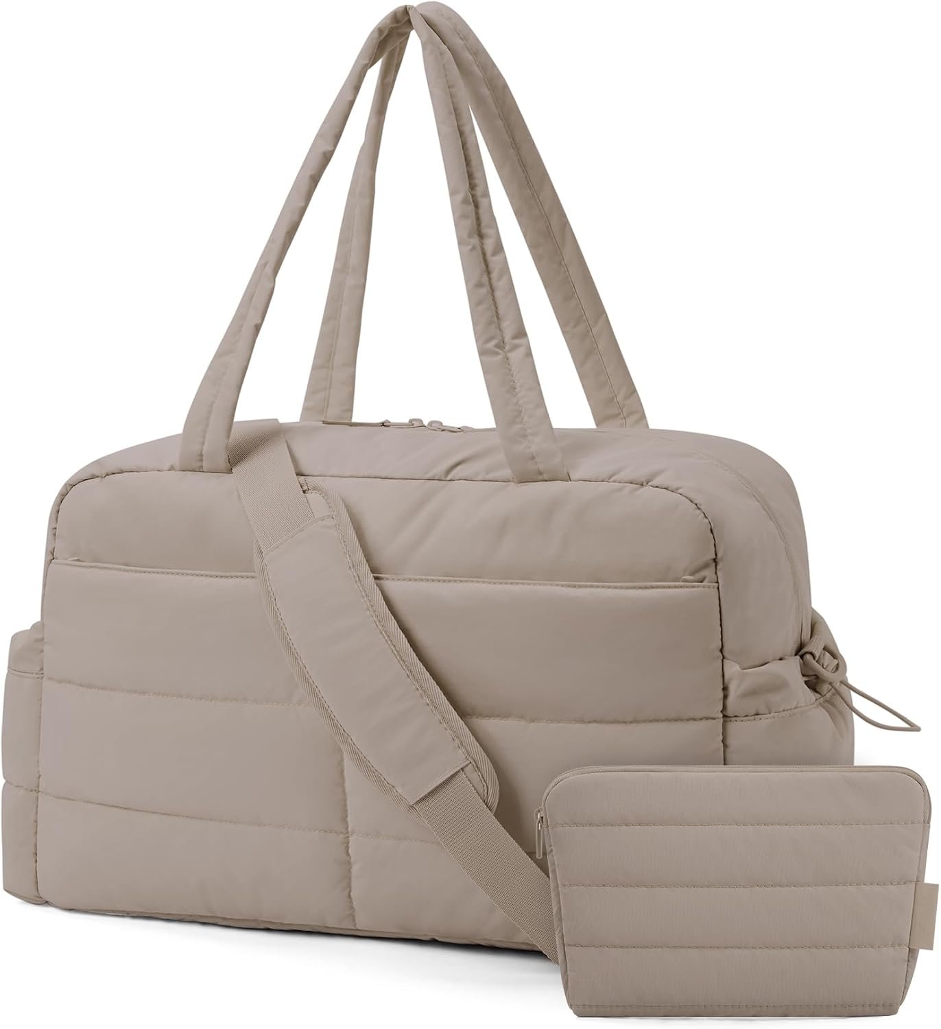 BAGSMART Gym Bag for Women with Toiletry Pouch, Lightweight Weekender Bags for Women with Wet Pocket, 31L Quilted Travel Duffle Carry On Bag, Weekender Overnight Bag for Travel,Water Resistant, Camel