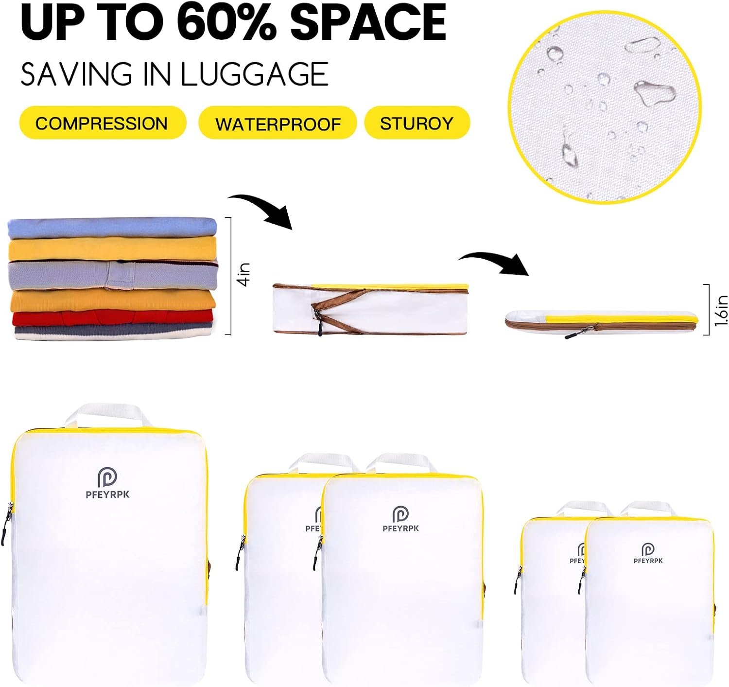 Lightweight Compression Packing Cubes for Suitcases, Compressible Expandable Travel Packing Organizer with Clear Toiletries and Backpack Bag, Travel Essentials for Carry on Luggage 7 Set - Image 3