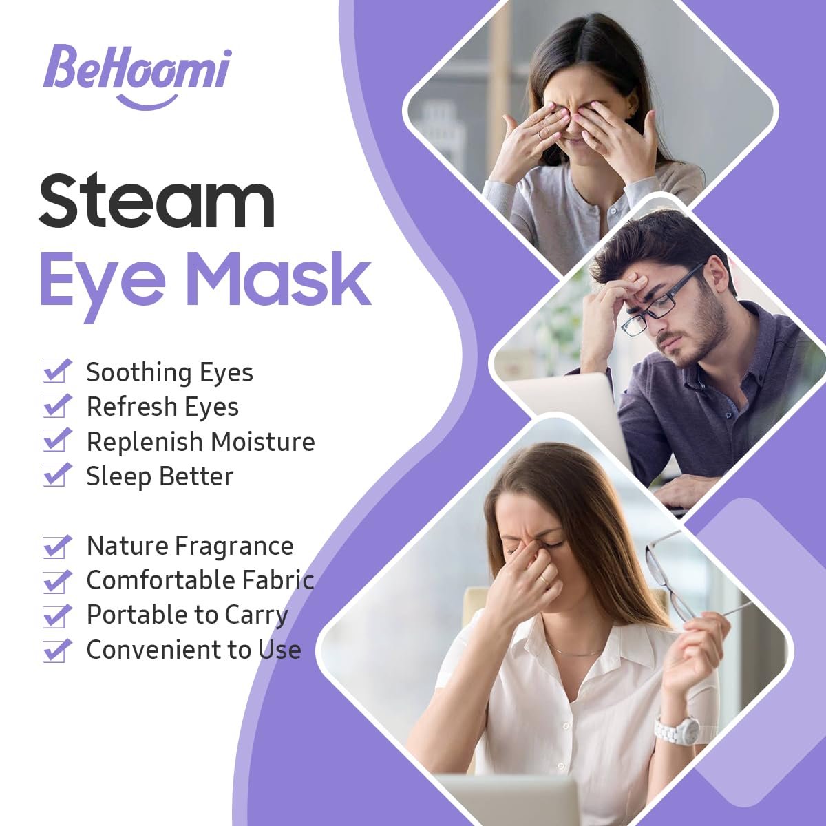 Steam Eye Mask, 10 Packs Heated Eye Mask, Self Heating Disposable SPA Warm Compress for Eyes Sleep Mask, Soothing Moist Heat Eye Masks, Travel Essentials & Relaxation Gifts (Lavender Scent) - Image 3