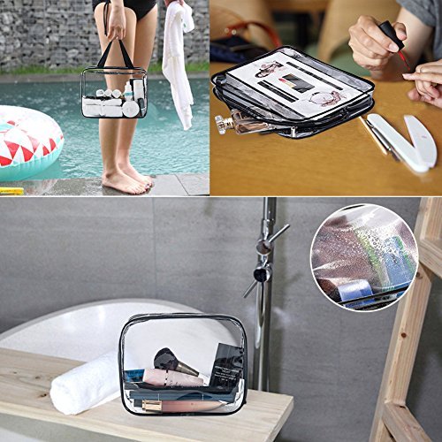 APREUTY Clear Makeup Bags, TSA Approved 6 Pcs Cosmetic Makeup Bags Set Clear PVC with Zipper Handle Portable Travel Luggage Pouch Airport Airline Vacation Organization (Clear) - Image 8