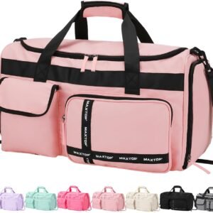 MAXTOP Gym Bag for Women Men Travel Duffle Bag Large Capacity Carry On Weekender Overnight Bag With Shoe Compartment Gym Tote Dry Wet Separation Duffel Bag for Travel