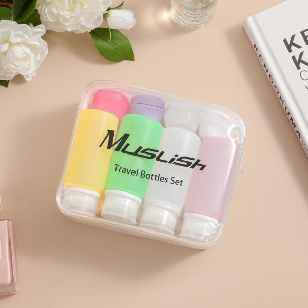 Muslish 21 Pack Leak Proof Silicone Travel Bottles Set, TSA Approved Containers for Toiletries, Travel Size Accessories and Shampoo Conditioner Bottles with Toiletry Bag (BPA Free) - Image 7