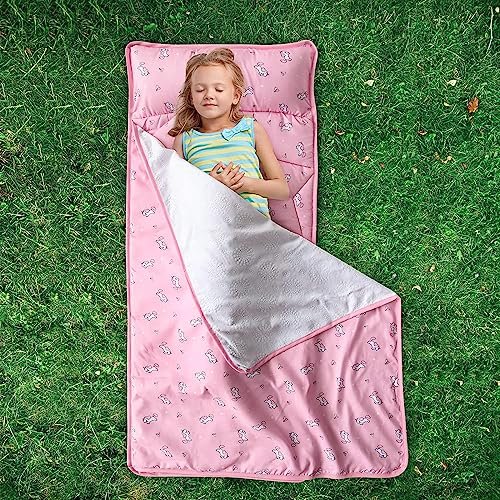 Toddler Nap Mat with Pillow and Blanket 50" x 21" x 1.5", Nap Mat for Boys Girls Super Soft and Cozy, Kids Sleeping Bag for Preschool, Daycare, Toddler Sleeping Bag, Pink Horse - Image 7