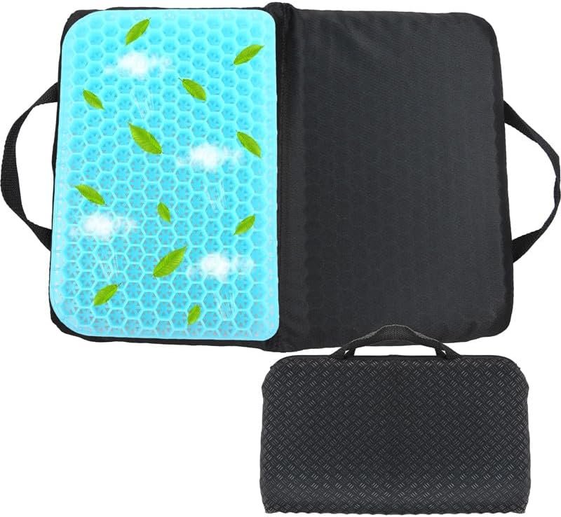 Gel Portable Seat Cushion (14.5" x 10.6") Foldable Travel Cushion, for Airplane Seats, Camping, Stadium, Cinema, Garden Benches Seat Cushion, Relieve Sedentary Pain