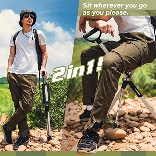 STEP2GOLD Ta-Da Chair Series 2- Portable Walking Stick, Cane with Seat, Foldable Chair, Hiking Stick, for Camping, Hiking, Lightweight Aluminum, Easy Carry, Anti-Slip - Image 2
