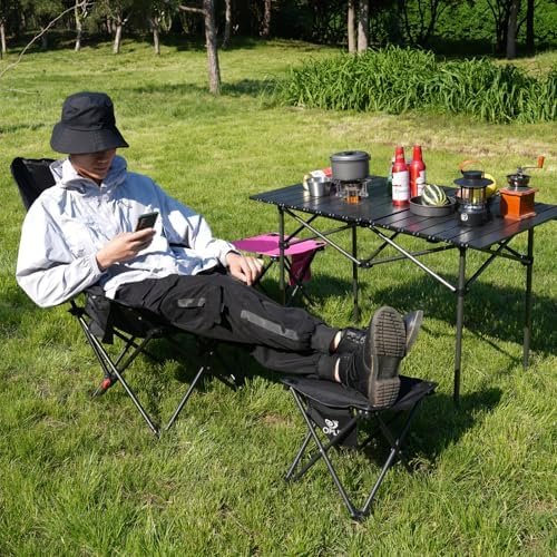 Opliy Camping Stool 2 Pack,13.5 Inch Portable Folding Stool for Outdoor Gardening and Beach Hiking Fishing,Foot Stool with Carry Bag (Black) - Image 2