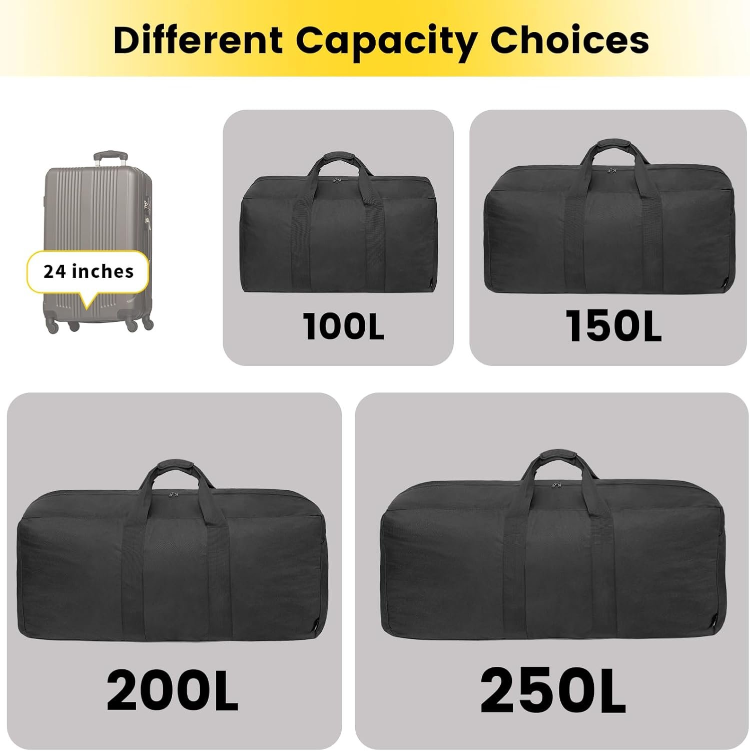 Vorspack Extra Large Duffle Bag for Travel - 100L Duffel Bag for Men Gear Bag for Storage Foldable Weekender Bag for Overnight Camping - Black - Image 6