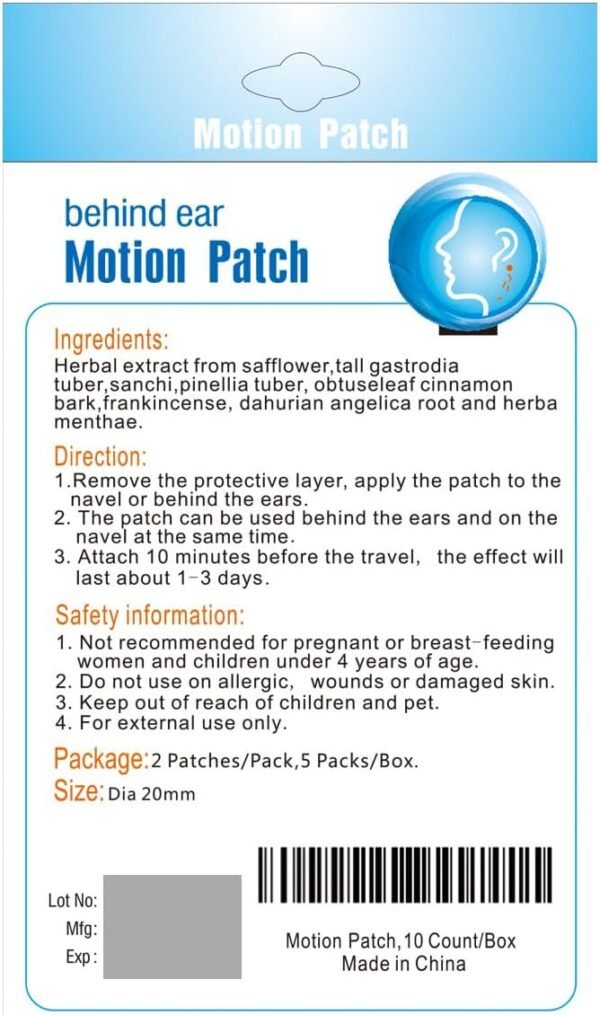 MQ Motion Sickness Patch,30 Count,Non Drowsy Sea Sickness Patches Behind Ear for Cruise Ship Travel, Waterproof Car Sick Patches Fast Acting & Long Last 72H - Image 6