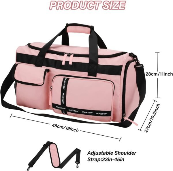 MAXTOP Gym Bag for Women Men Travel Duffle Bag Large Capacity Carry On Weekender Overnight Bag With Shoe Compartment Gym Tote Dry Wet Separation Duffel Bag for Travel - Image 7