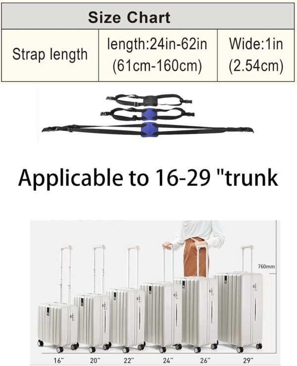 Luggage Straps Bag Bungee， Luggage Straps Suitcase Adjustable Belt，Add a Bag Easy to Travel Suitcase Elastic Strap Belt – (Black) - Image 5
