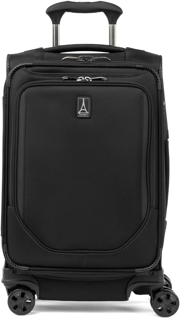Travelpro Crew Classic Lightweight Softside Expandable Carry on Luggage, 8 Wheel Spinner Suitcase, Men and Women, Carry On 21-Inch, Black