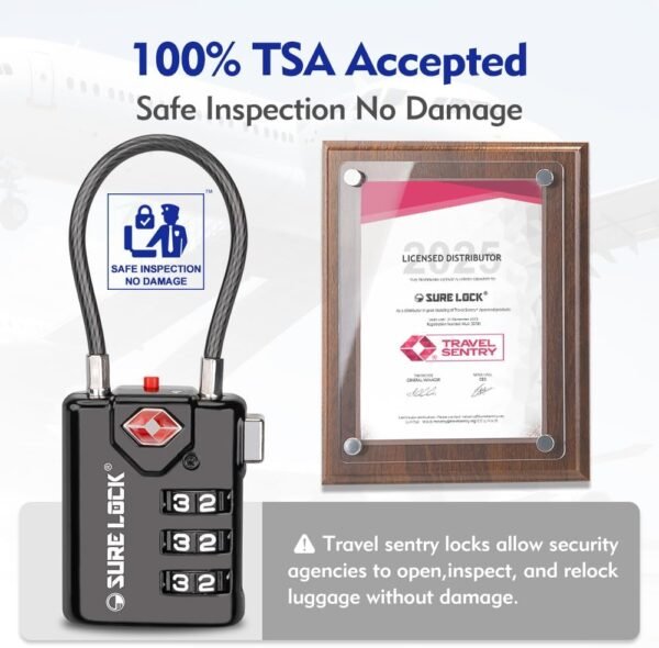 SURE LOCK TSA Compatible Travel Luggage Locks, Inspection Indicator, Easy Read Dials - 2 pack - Image 3