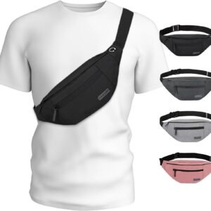 MAXTOP Large Crossbody Fanny Pack with 4-Zipper Pockets,Gifts for Enjoy Sports Festival Workout Traveling Running Casual Hands-Free Wallets Waist Pack Phone Bag Carrying All Phones