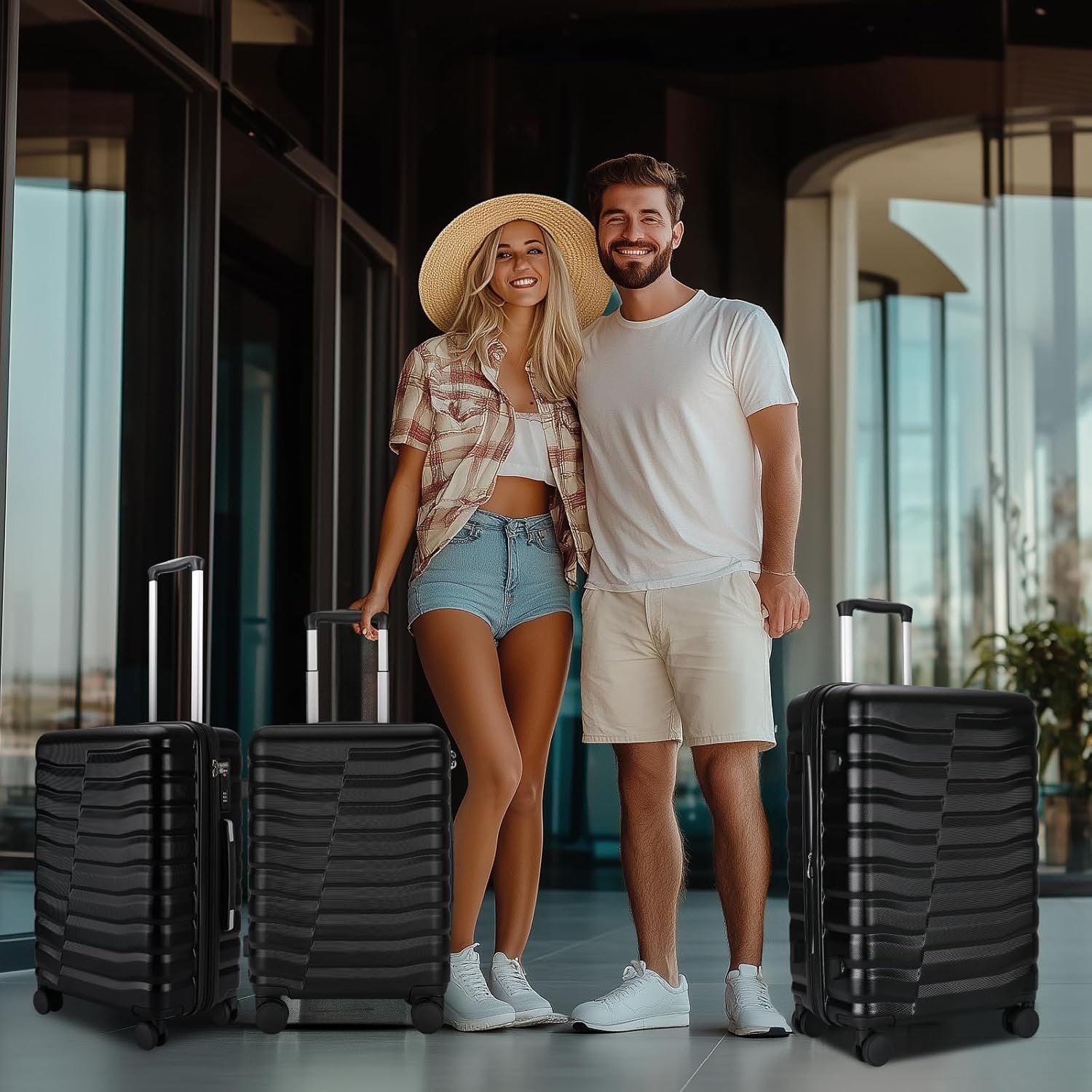 Lightweight Luggage with Spinner Wheels & YKK Zipper, Hard Shell 3-Piece Suitcase ABS+PC Hardside Luggage Set with TSA Lock for Men Travel, Black (20+24+28 inch) - Image 9