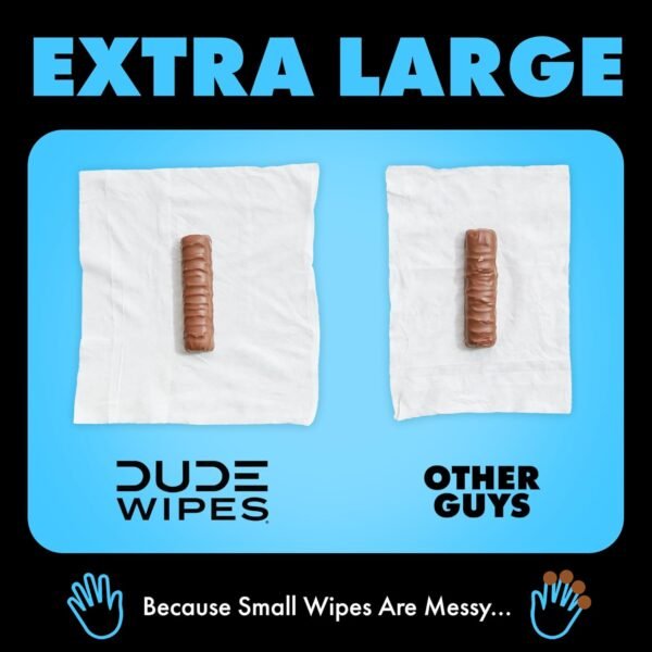 DUDE Wipes Flushable Wipes - 1 Pack, 48 Wipes - Unscented Extra-Large Wet Wipes with Vitamin-E & Aloe for at-Home Use - Septic and Sewer Safe - Image 6