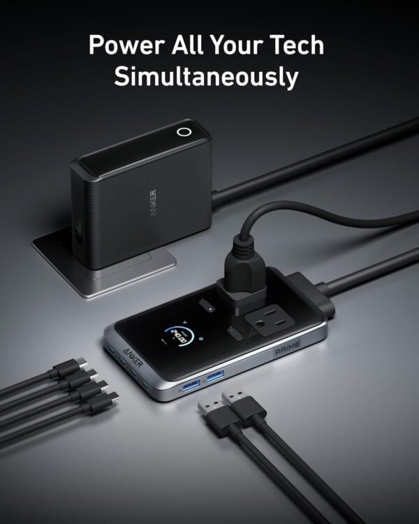 Anker Prime Charging Station, 240W 8-in-1 USB-C Power Strip, 5 ft Detachable Extension Cord, 2 AC, 4 USB-C, 2 USB-A, for iPhone 16/15, Desktop Accessory for MacBook, Home, Office (Not for Travel) - Image 3