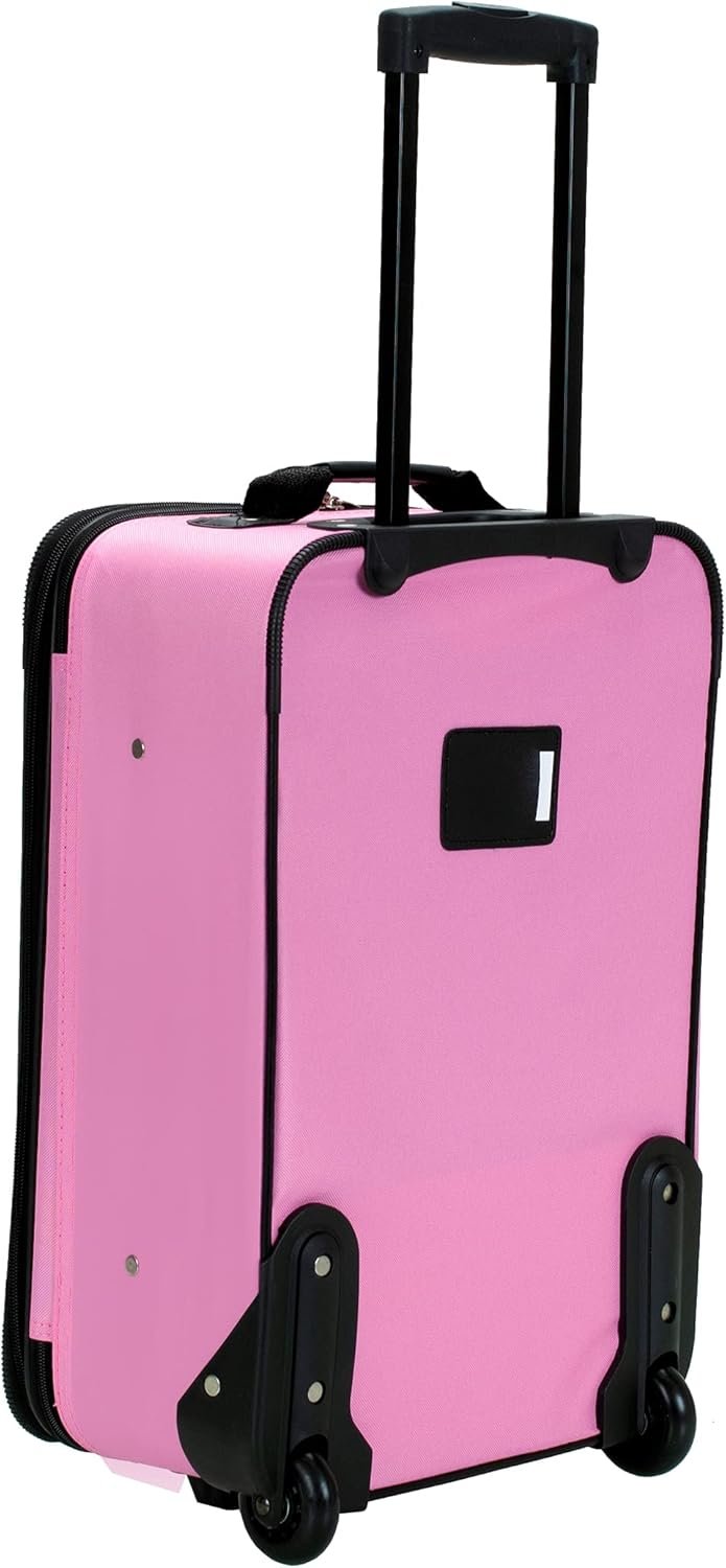 Rockland Fashion Softside Upright Luggage Set, Expandable, Pink, 2-Piece (14/19) - Image 3