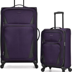 U.S. Traveler Aviron Bay Expandable Softside Spinner Wheels, Purple, 2 Piece Luggage
