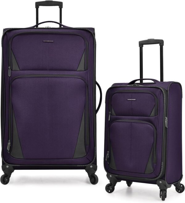 U.S. Traveler Aviron Bay Expandable Softside Spinner Wheels, Purple, 2 Piece Luggage