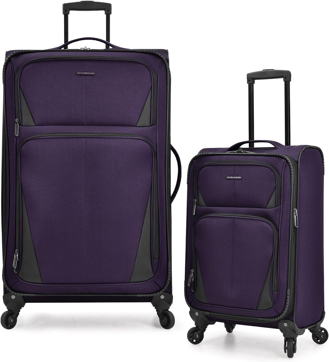 U.S. Traveler Aviron Bay Expandable Softside Spinner Wheels, Purple, 2 Piece Luggage
