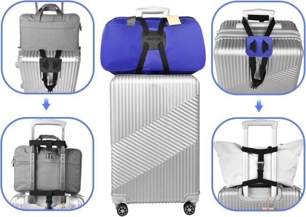 Luggage Straps Bag Bungee， Luggage Straps Suitcase Adjustable Belt，Add a Bag Easy to Travel Suitcase Elastic Strap Belt – (Black) - Image 4