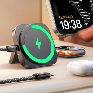 LISEN for MagSafe Charger Stand for iPhone Magnetic Apple Watch Airpods Charging, Minimalist Travel Charger Magnetic Wireless Charger iPhone for MagSafe Accessories Apple 16 Pro Max iwatch Airpods