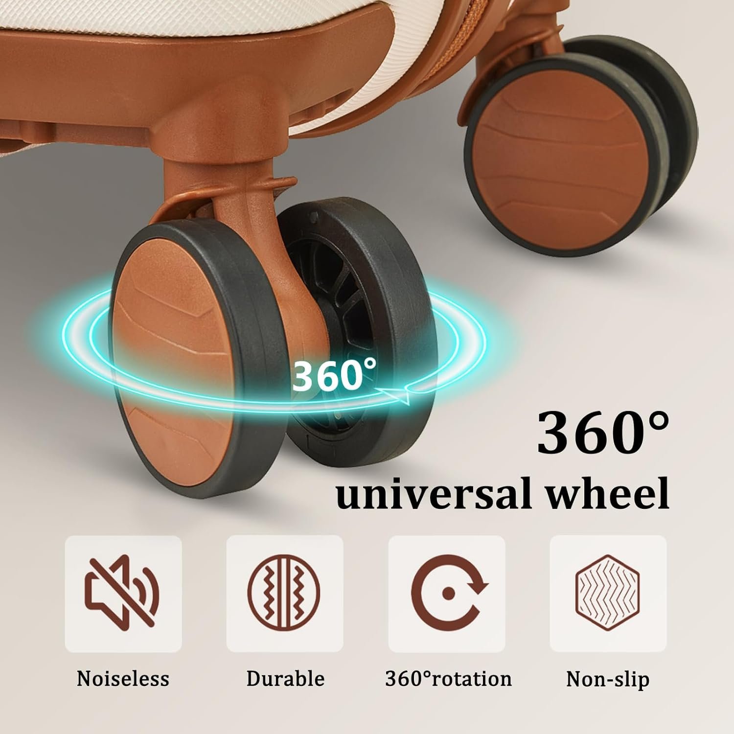 imiomo Hard Shell Luggage Sets 5 Piece for Women, Lightweight Hardside Rolling Suitcase Set with Spinner Wheels and TSA Lock, Beige - Image 3