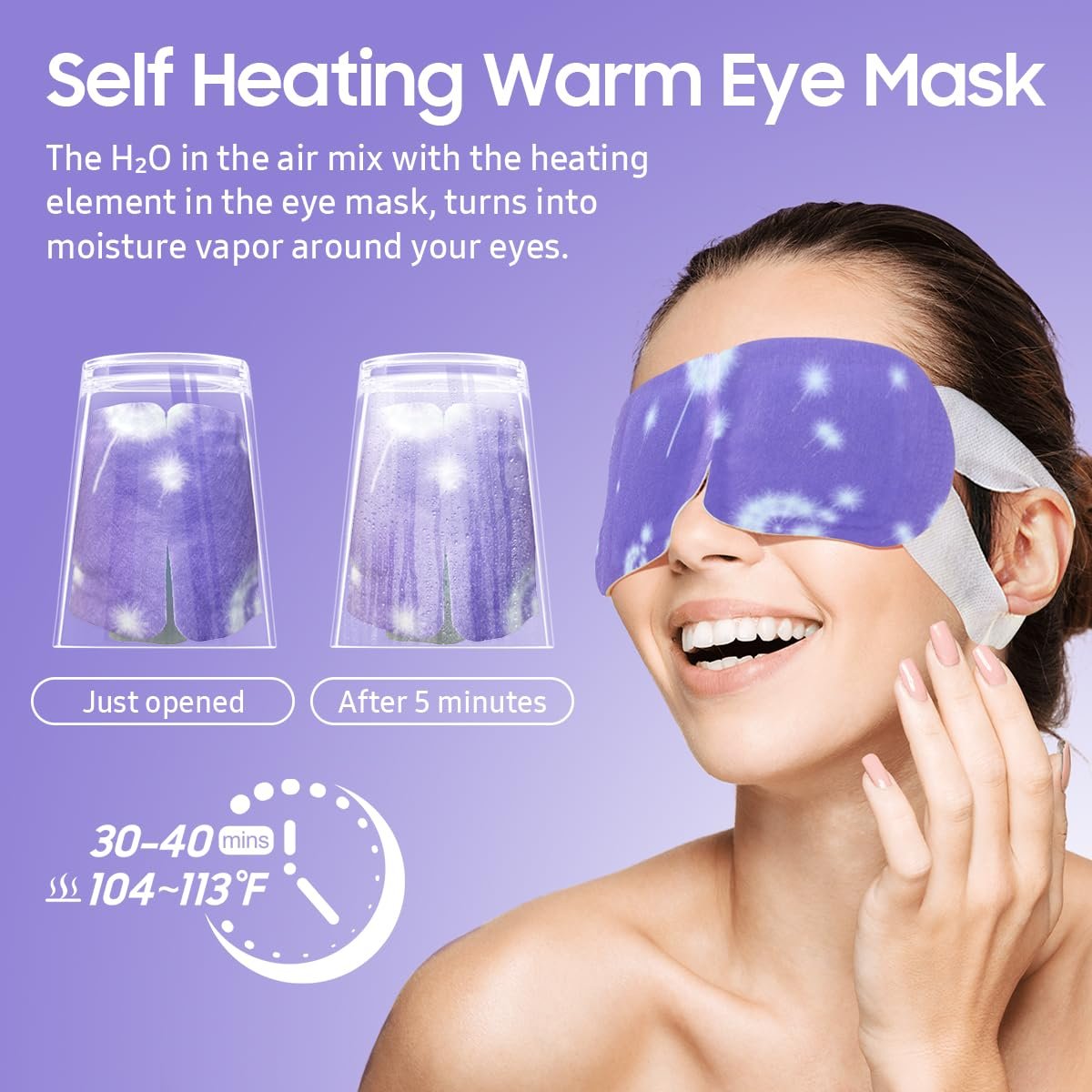 Steam Eye Mask, 10 Packs Heated Eye Mask, Self Heating Disposable SPA Warm Compress for Eyes Sleep Mask, Soothing Moist Heat Eye Masks, Travel Essentials & Relaxation Gifts (Lavender Scent) - Image 5